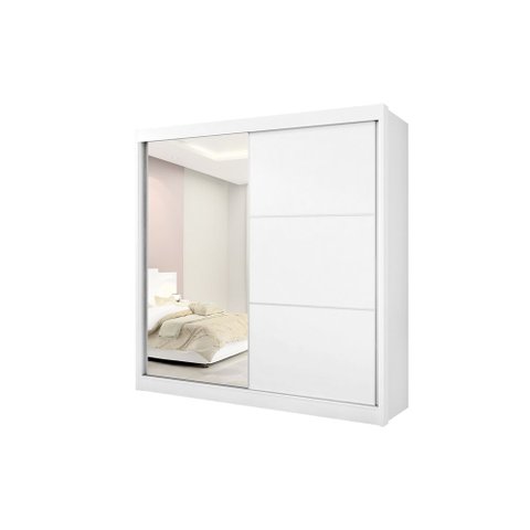 Guarda Roupa Titanium Ripado 2 Portas 6 Gavetas com Espelho sem Pés D Doro Branco