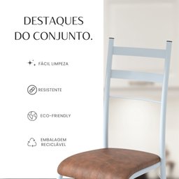 Conjunto Sala de Jantar Mesa Retangular 140x75cm Tampo Granito Topázio 6 Cadeiras Marselha - 10
