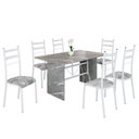 Ver imagem 2 de Conjunto Sala de Jantar Mesa Retangular 140x75cm Tampo Granito Topázio 6 Cadeiras Marselha Branco/Paraopeba