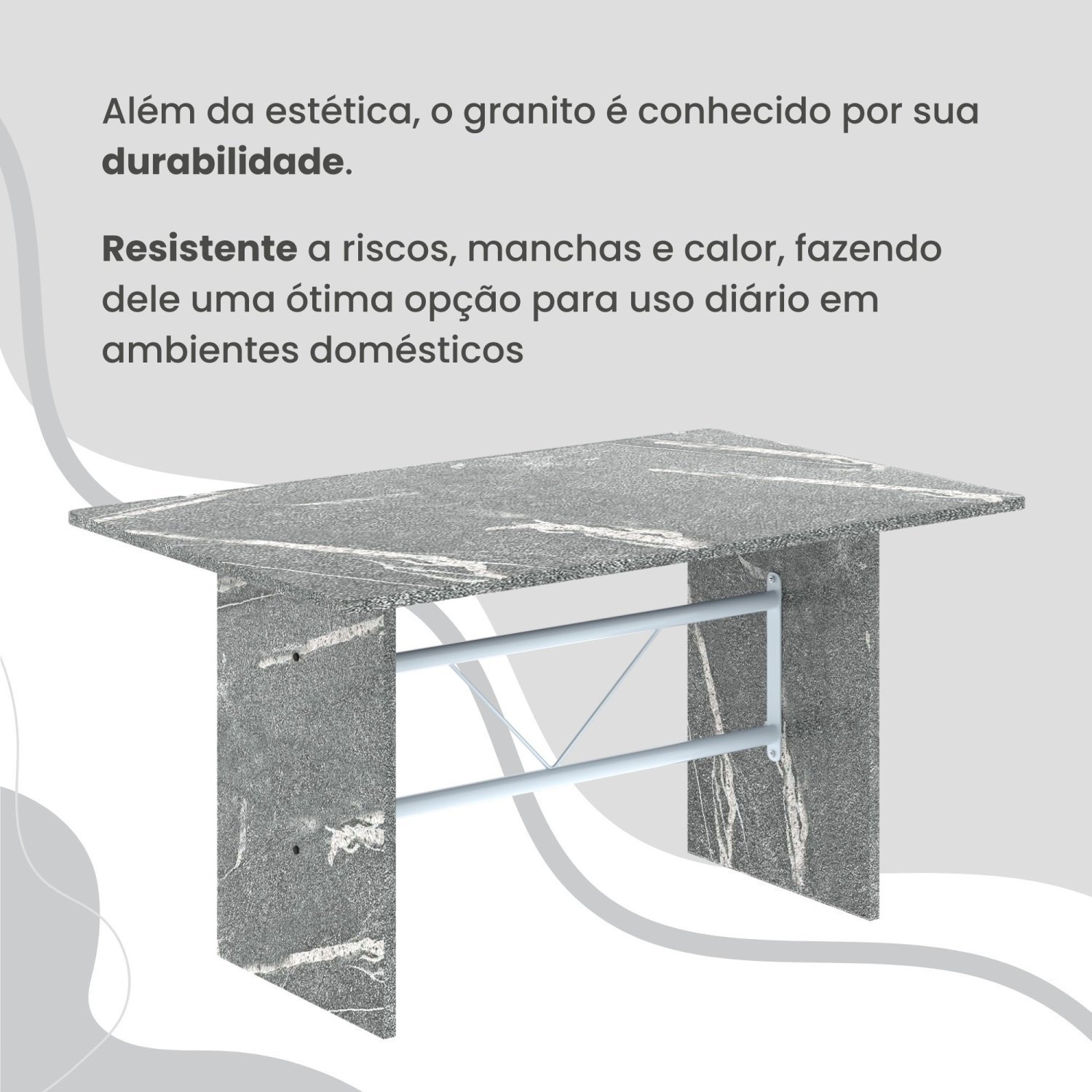 Conjunto Sala de Jantar Mesa Retangular 140x75cm Tampo Granito Topázio 6 Cadeiras Marselha - 8