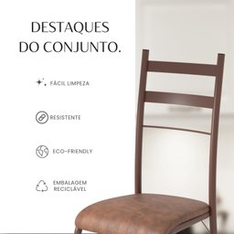 Conjunto Sala de Jantar Mesa Retangular 180x75cm Tampo Granito Topázio 8 Cadeiras Marselha - 10