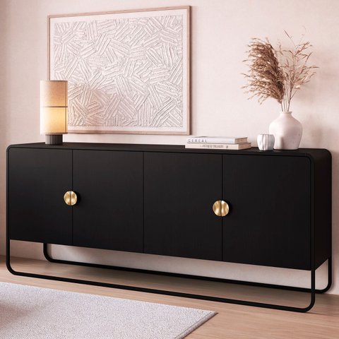 Buffet Aparador Sala 180cm 4 Portas Mario Preto/nero A10 - Mpozenato