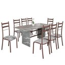 Ver imagem 2 de Conjunto Sala de Jantar Mesa Retangular 180x75cm Tampo Granito Topázio 8 Cadeiras Marselha Marrom/Paraopeba