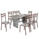 Ver imagem 2 de Conjunto Sala de Jantar Mesa Retangular 180x75cm Tampo Granito Topázio 8 Cadeiras Marselha