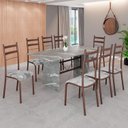 Ver imagem 1 de Conjunto Sala de Jantar Mesa Retangular 180x75cm Tampo Granito Topázio 8 Cadeiras Marselha Marrom/Paraopeba