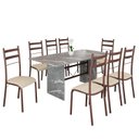 Ver imagem 2 de Conjunto Sala de Jantar Mesa Retangular 180x75cm Tampo Granito Topázio 8 Cadeiras Marselha Marrom/Creme