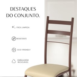 Conjunto Sala de Jantar Mesa Retangular 180x75cm Tampo Granito Topázio 8 Cadeiras Marselha - 10