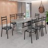 Conjunto Sala de Jantar Mesa Retangular 180x75cm Tampo Granito Topázio 8 Cadeiras Marselha - 1
