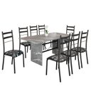 Ver imagem 2 de Conjunto Sala de Jantar Mesa Retangular 180x75cm Tampo Granito Topázio 8 Cadeiras Marselha Preto/Floral/Fosco