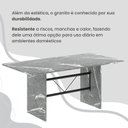 Ver mais imagens de Conjunto Sala de Jantar Mesa Retangular 180x75cm Tampo Granito Topázio 8 Cadeiras Marselha Preto/Floral/Fosco