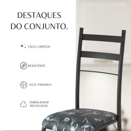 Conjunto Sala de Jantar Mesa Retangular 180x75cm Tampo Granito Topázio 8 Cadeiras Marselha - 10