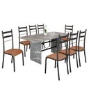 Ver imagem 2 de Conjunto Sala de Jantar Mesa Retangular 180x75cm Tampo Granito Topázio 8 Cadeiras Marselha Preto/C. Marrom/Fosco