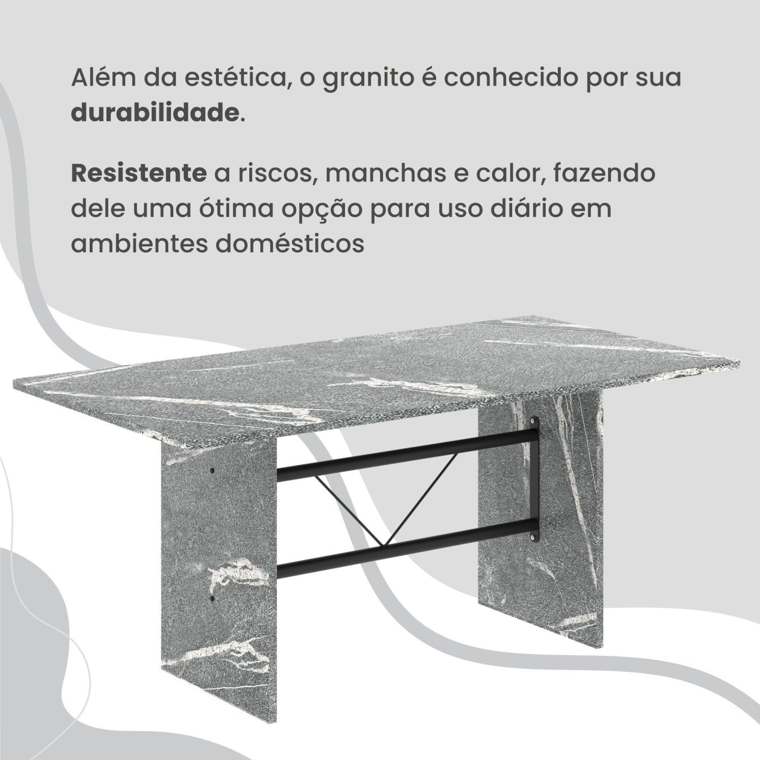 Conjunto Sala de Jantar Mesa Retangular 180x75cm Tampo Granito Topázio 8 Cadeiras Marselha - 8