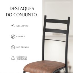 Conjunto Sala de Jantar Mesa Retangular 180x75cm Tampo Granito Topázio 8 Cadeiras Marselha - 10
