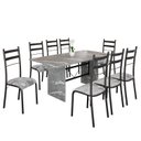 Ver imagem 2 de Conjunto Sala de Jantar Mesa Retangular 180x75cm Tampo Granito Topázio 8 Cadeiras Marselha Preto/Paraopeba/Fosco
