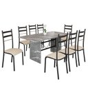 Ver imagem 2 de Conjunto Sala de Jantar Mesa Retangular 180x75cm Tampo Granito Topázio 8 Cadeiras Marselha Preto/Creme/Fosco