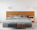 Ver imagem 1 de Cabeceira Ripado para Cama King Size Maracá Nature com Mesa de Cabeceira Jatobá Offwhite - Rede Móve