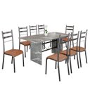 Ver imagem 2 de Conjunto Sala de Jantar Mesa Retangular 180x75cm Tampo Granito Topázio 8 Cadeiras Marselha Prata/C. Marrom/Mart