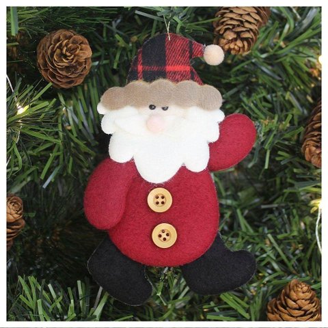 Kit 12 Enfeites Árvore de Natal Pendente Papai Noel 14,5cm