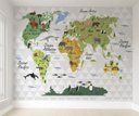 Ver imagem 1 de Papel de parede mapa mundi infantil para quarto de bebê M² PP86