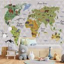 Ver imagem 3 de Papel de parede mapa mundi infantil para quarto de bebê M² PP86