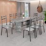 Conjunto Sala de Jantar Mesa Retangular 180x75cm Tampo Granito Topázio 8 Cadeiras Marselha - 1