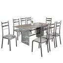 Ver imagem 2 de Conjunto Sala de Jantar Mesa Retangular 180x75cm Tampo Granito Topázio 8 Cadeiras Marselha Prata/Paraopeba/Mart