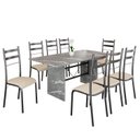 Ver imagem 2 de Conjunto Sala de Jantar Mesa Retangular 180x75cm Tampo Granito Topázio 8 Cadeiras Marselha