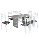 Ver imagem 2 de Conjunto Sala de Jantar Mesa Retangular 180x75cm Tampo Granito Topázio 8 Cadeiras Marselha Branco/Preto Floral