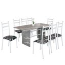 Ver imagem 2 de Conjunto Sala de Jantar Mesa Retangular 180x75cm Tampo Granito Topázio 8 Cadeiras Marselha