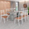 Conjunto Sala de Jantar Mesa Retangular 180x75cm Tampo Granito Topázio 8 Cadeiras Marselha - 1