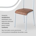 Ver imagem 7 de Conjunto Sala de Jantar Mesa Retangular 180x75cm Tampo Granito Topázio 8 Cadeiras Marselha Branco/C. Marrom