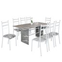 Ver imagem 2 de Conjunto Sala de Jantar Mesa Retangular 180x75cm Tampo Granito Topázio 8 Cadeiras Marselha
