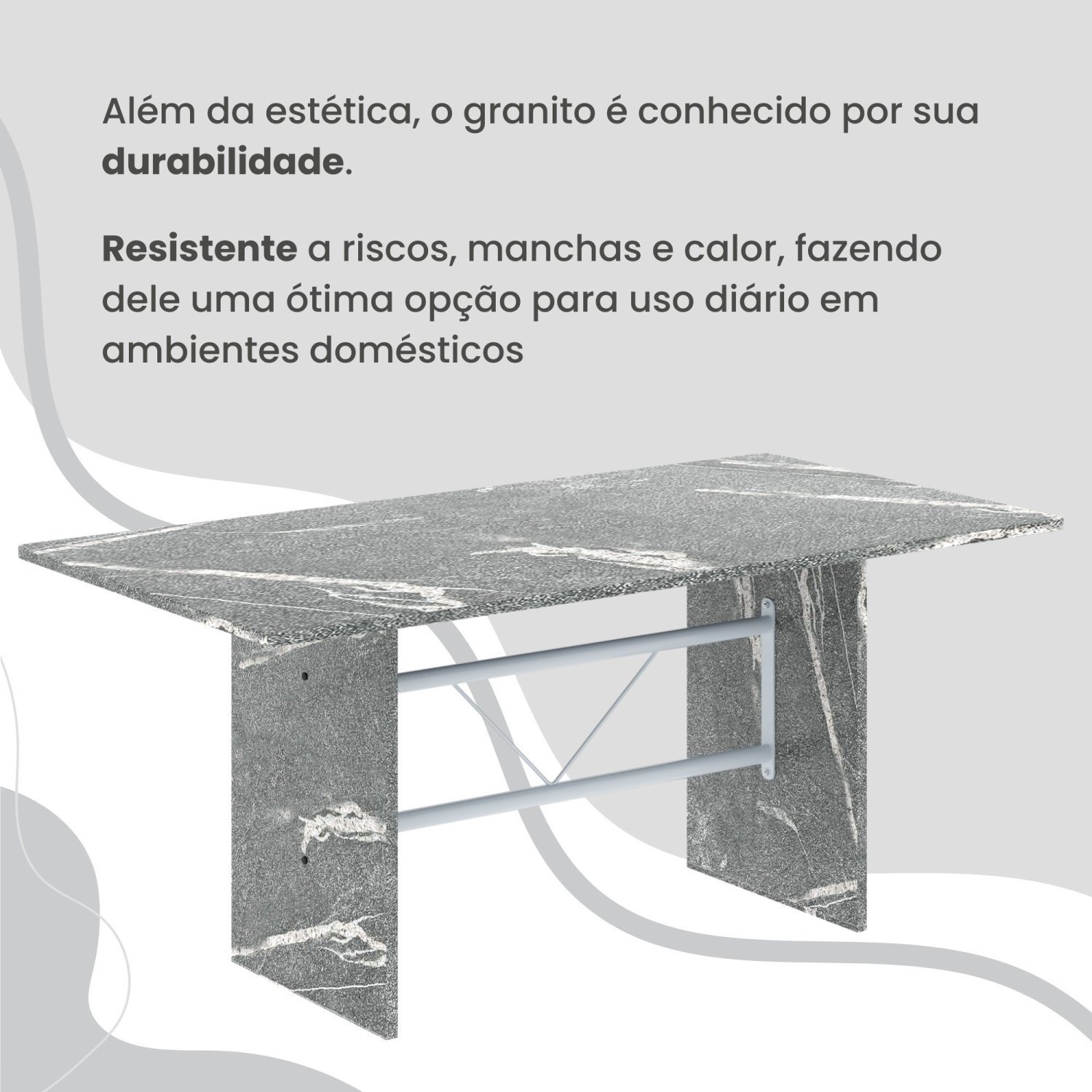 Conjunto Sala de Jantar Mesa Retangular 180x75cm Tampo Granito Topázio 8 Cadeiras Marselha - 8