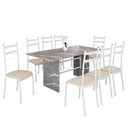 Ver imagem 2 de Conjunto Sala de Jantar Mesa Retangular 180x75cm Tampo Granito Topázio 8 Cadeiras Marselha
