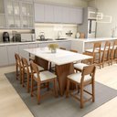 Ver imagem 1 de Conjunto de Jantar Gus 8 Lugares Tampo em MDF com Cadeiras Lyon Amêndoa Assento Linho Bege 180cm