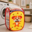 Ver imagem 4 de Cesto Infantil Multiuso Dobravel Organizador Brinquedos Quarto Roupa Suja Multiuso Telado Saco Lavan