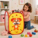 Ver imagem 2 de Cesto Infantil Multiuso Dobravel Organizador Brinquedos Quarto Roupa Suja Multiuso Telado Saco Lavan