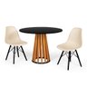 Mesa de Jantar Redonda Talia Amadeirada Preta 100cm com 2 Cadeiras Eames Eiffel Base Preta - Nude - 1