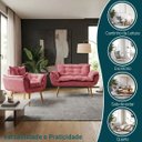 Ver imagem 3 de Kit Namoradeira e Poltrona Decorativa para Sala Recepção Manicure Consultório Alice Tecido Suede