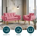 Ver imagem 4 de Kit Namoradeira e Poltrona Decorativa para Sala Recepção Manicure Consultório Alice Tecido Suede