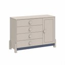 Ver imagem 2 de Cômoda Infantil 4 Gavetas com Porta e Cabideiro Luna Bege/Areia/Azul Petroleo
