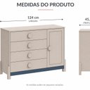 Ver imagem 3 de Cômoda Infantil 4 Gavetas com Porta e Cabideiro Luna Bege/Areia/Azul Petroleo