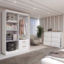 Ver imagem 2 de Guarda-roupa Solteiro Europa 4 Portas 2 Gavetas e Cômoda 6 Gavetas com Espelho Branco - Panorama Móv