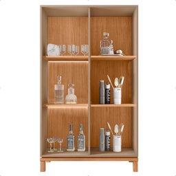 Cristaleira 2 Portas com Led Interno Jace Cinza Caemmun - 5