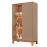 Cristaleira 2 Portas com Led Interno Jace Cinza Caemmun - 3