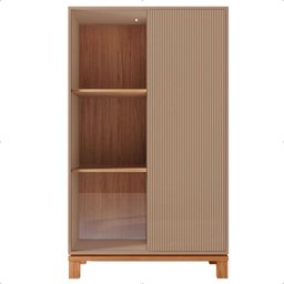 Cristaleira 2 Portas com Led Interno Jace Cinza Caemmun - 4