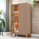 Ver imagem 1 de Cristaleira 2 Portas com Led Interno Jace Cinza Caemmun