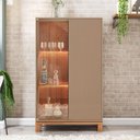 Ver imagem 2 de Cristaleira 2 Portas com Led Interno Jace Cinza Caemmun