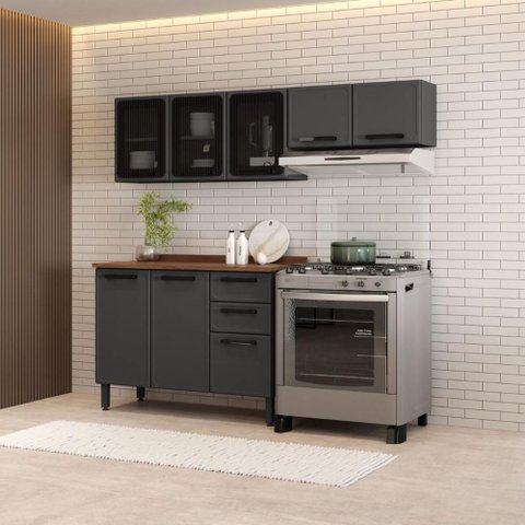 Cozinha Compacta Aço C/ Tampo 8 Ptas 2 Gav Estilo Bertolini